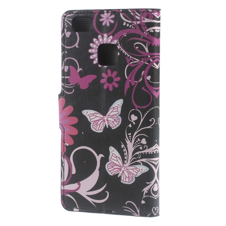 Magnetic Leather Wallet Cover for Huawei P9 Lite - Floral Butterflies-2