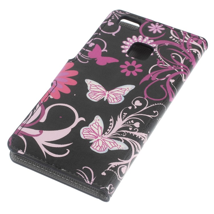 Magnetic Leather Wallet Cover for Huawei P9 Lite - Floral Butterflies-3