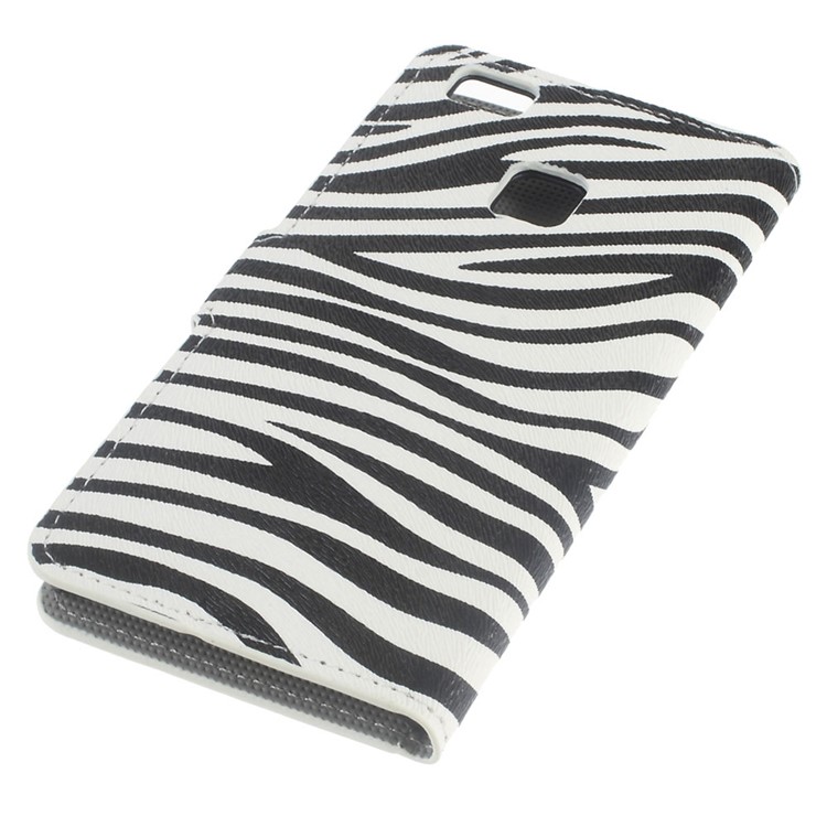 Stand Leather Flip Case Cover for Huawei P9 Lite - Zebra Stripes-3