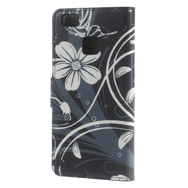 Leather Case Stand Cover for Huawei P9 Lite - Butterfly Flower-2