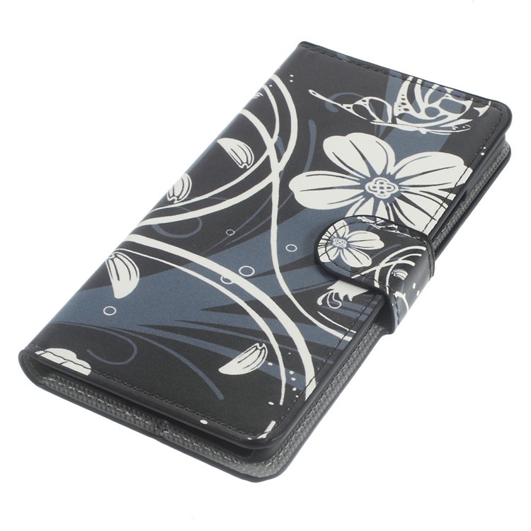 Leather Case Stand Cover for Huawei P9 Lite - Butterfly Flower-3