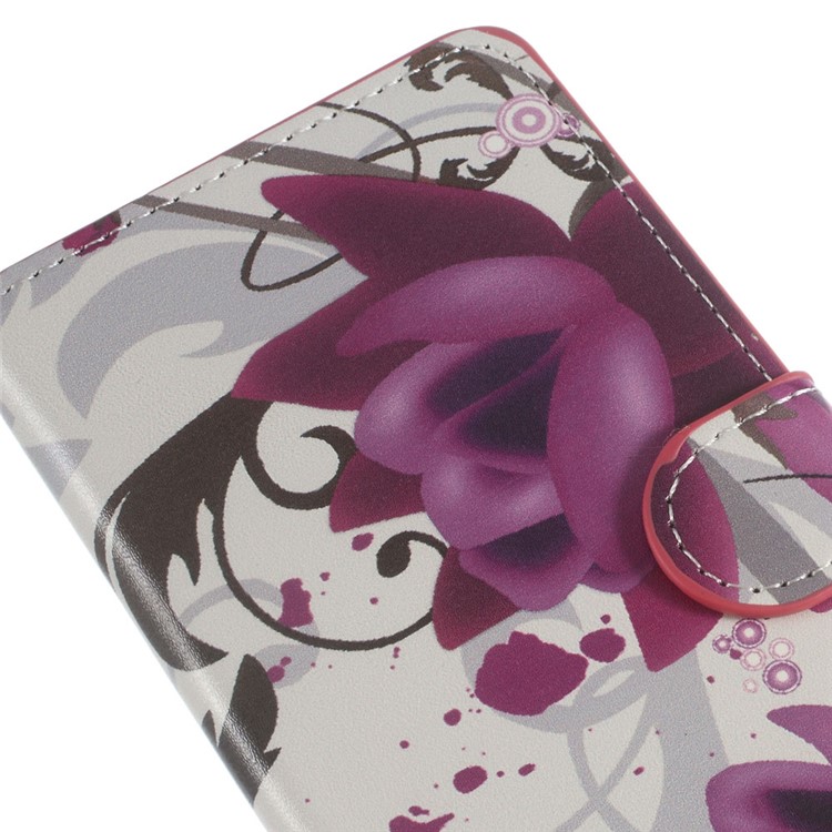 Leather Case Wallet Cover for Huawei P9 Lite - Purple Flowers-5