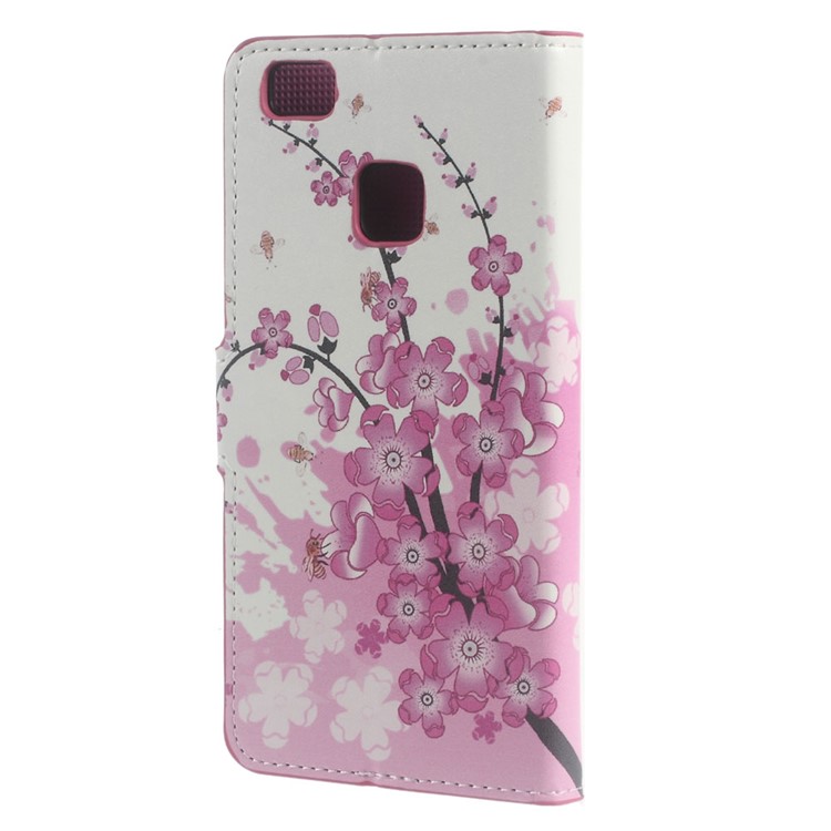 Leather Cover with Stand Card Slots for Huawei P9 Lite - Plum Blossom-2