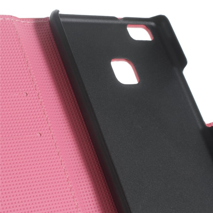 Leather Cover with Stand Card Slots for Huawei P9 Lite - Plum Blossom-5