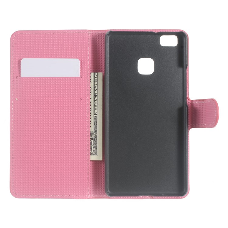 Leather Cover with Stand Card Slots for Huawei P9 Lite - Plum Blossom-6