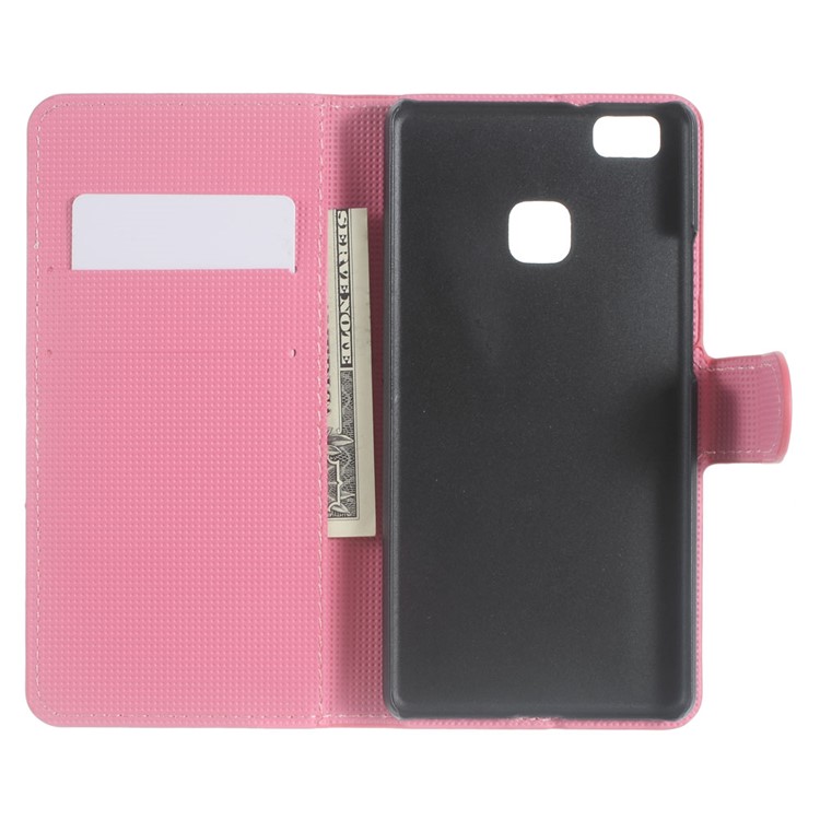 Wallet Leather Cover for Huawei P9 Lite - Colorful Butterflies and Circles-7