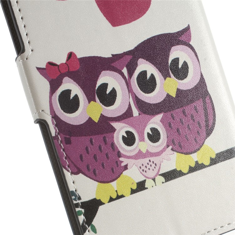 Stand Card Holder Leather Cover for Huawei P9 Lite - Sweet Owl Family-5