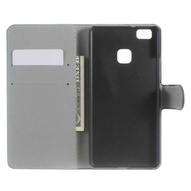 Stand Card Holder Leather Cover for Huawei P9 Lite - Sweet Owl Family-7