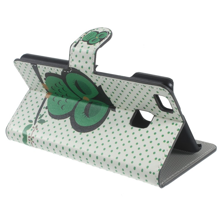 Leather Case Wallet Card Holder for Huawei P9 Lite - Green Napping Owl-3