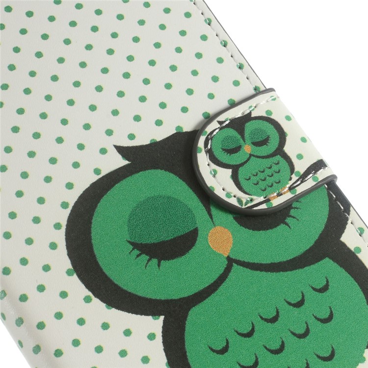 Leather Case Wallet Card Holder for Huawei P9 Lite - Green Napping Owl-5