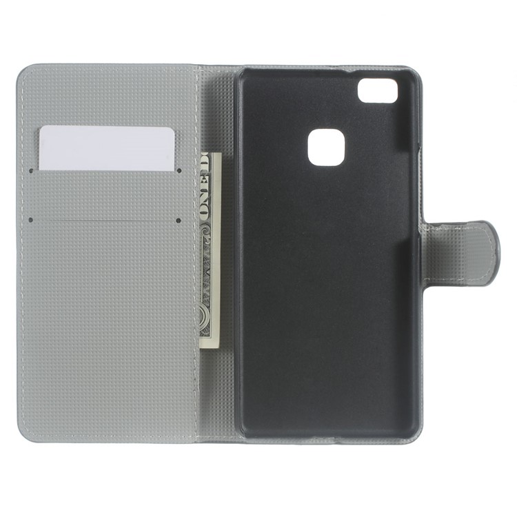 Leather Case Wallet Card Holder for Huawei P9 Lite - Green Napping Owl-7