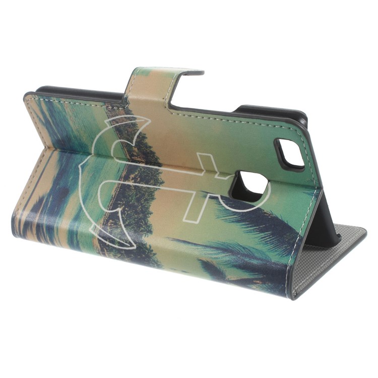 Leather Wallet Stand Cover for Huawei P9 Lite - Anchor Seaside View-4