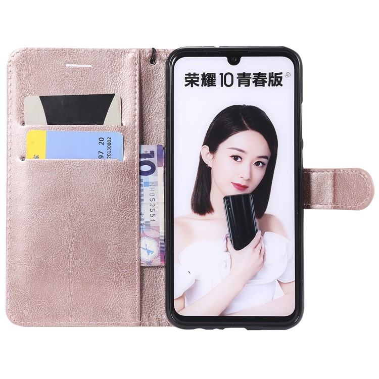 Wallet Stand Leather Case with Strap for Huawei Honor 10 Lite / P Smart (2019) - Rose Gold-4