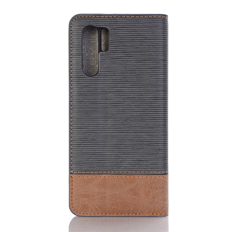 Bi-color Toothpick Texture Leather Wallet Case for Huawei P30 Pro - Black-2