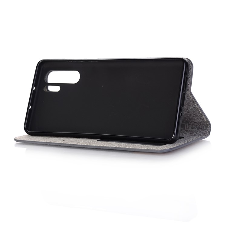 Bi-color Toothpick Texture Leather Wallet Case for Huawei P30 Pro - Black-5