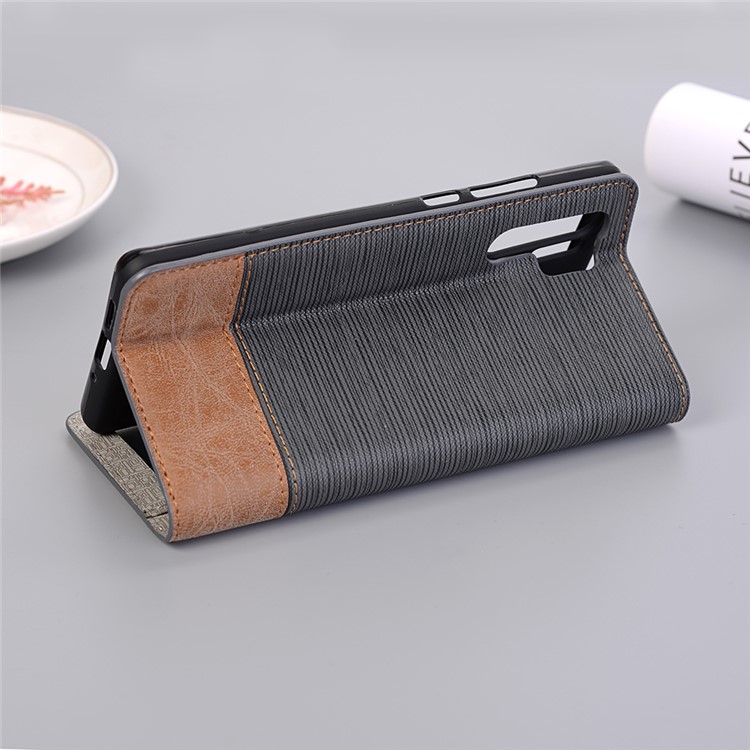 Bi-color Toothpick Texture Leather Wallet Case for Huawei P30 Pro - Black-8