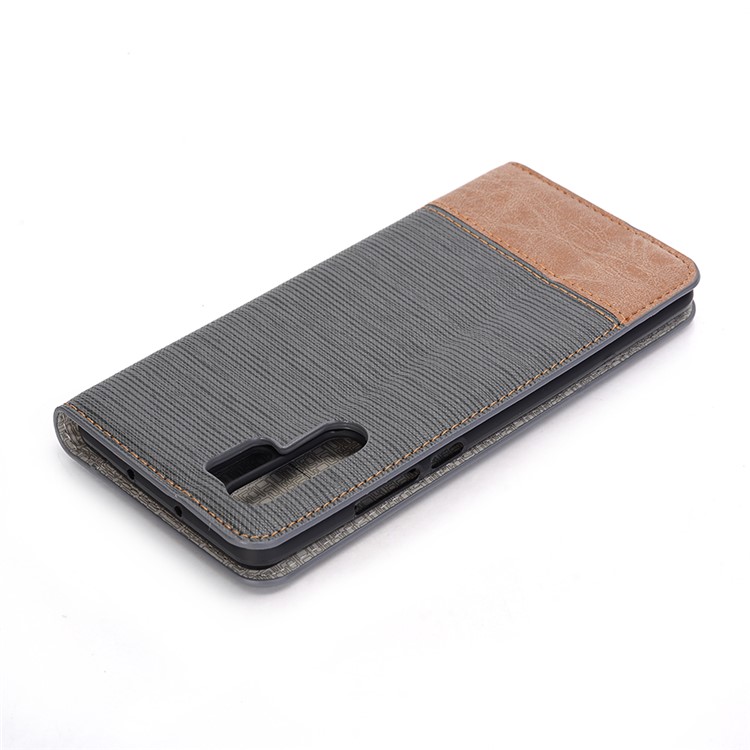 Bi-color Toothpick Texture Leather Wallet Case for Huawei P30 Pro - Black-9