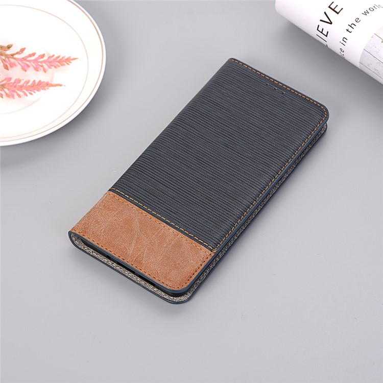 Bi-color Toothpick Texture Leather Wallet Cover for Huawei P30 Pro - Blue-7