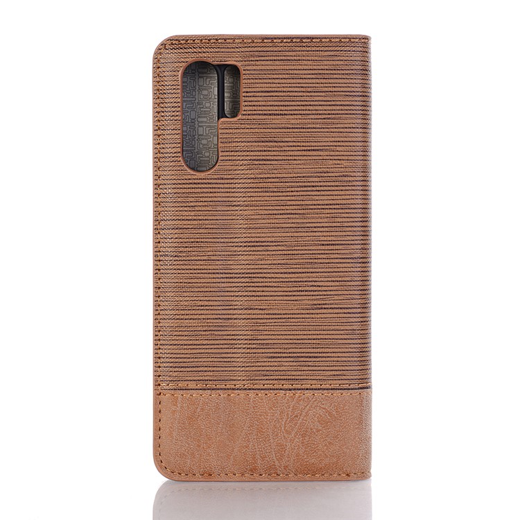 Bi-color Toothpick Texture PU Leather Wallet Case for Huawei P30 Pro - Brown-2