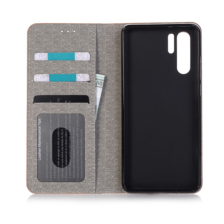 Bi-color Toothpick Texture PU Leather Wallet Case for Huawei P30 Pro - Brown-3