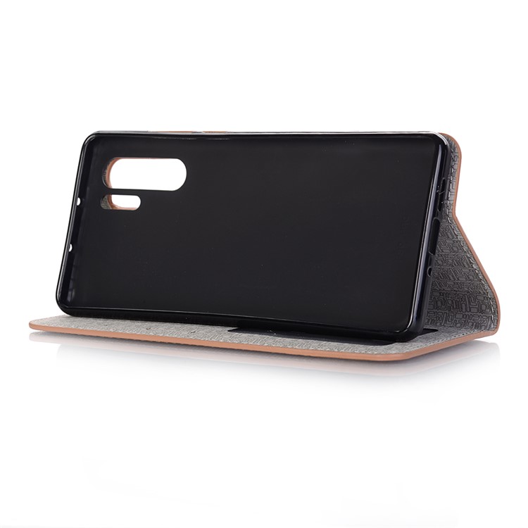 Bi-color Toothpick Texture PU Leather Wallet Case for Huawei P30 Pro - Brown-5