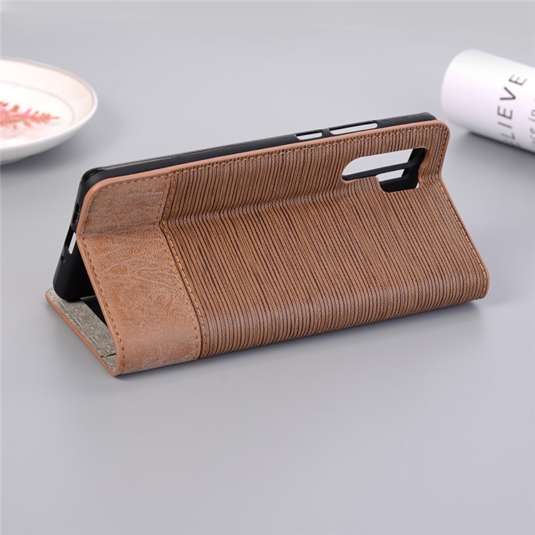Bi-color Toothpick Texture PU Leather Wallet Case for Huawei P30 Pro - Brown-6
