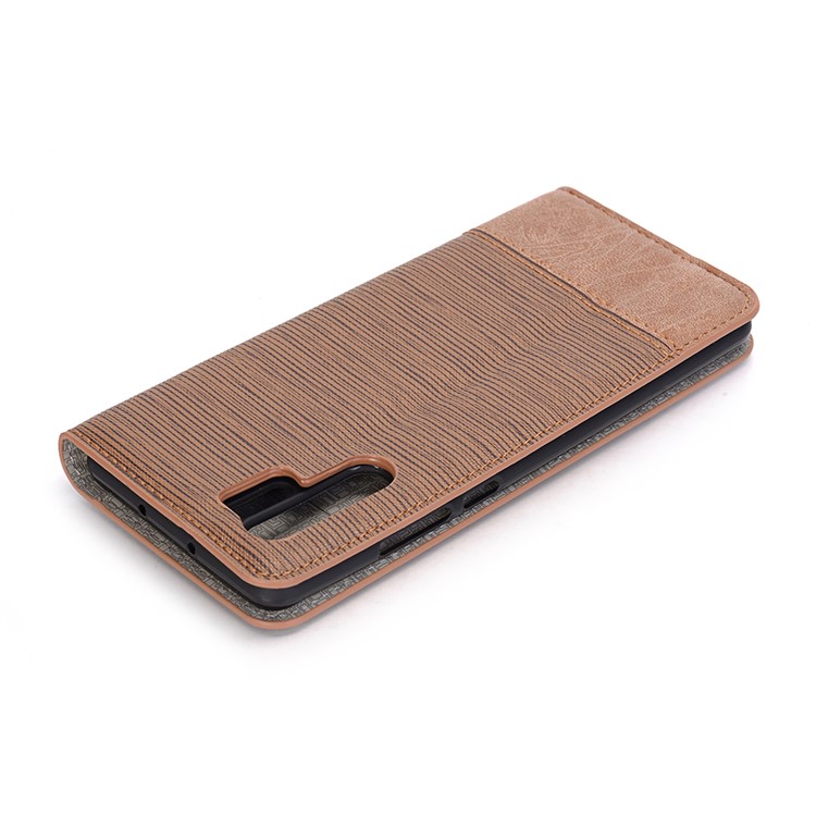 Bi-color Toothpick Texture PU Leather Wallet Case for Huawei P30 Pro - Brown-9