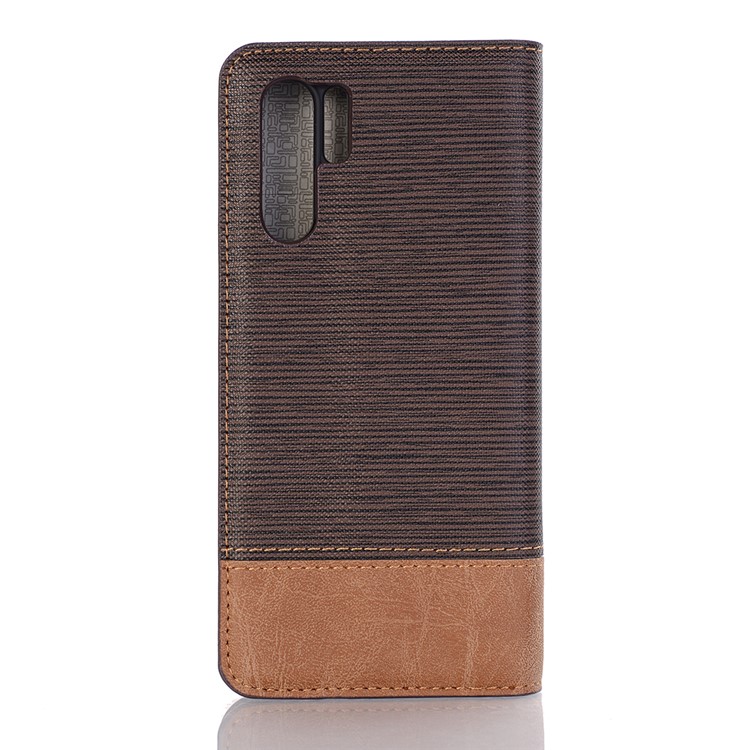 Bi-color Toothpick Texture Leather Wallet Stand Case for Huawei P30 Pro - Coffee-2