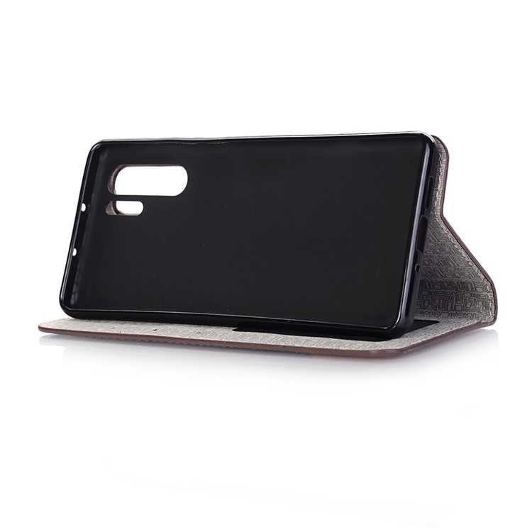 Bi-color Toothpick Texture Leather Wallet Stand Case for Huawei P30 Pro - Coffee-5