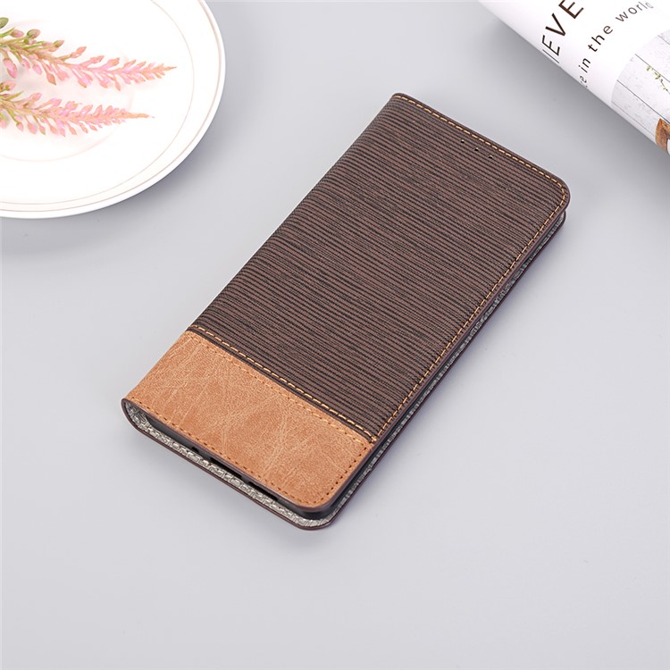 Bi-color Toothpick Texture Leather Wallet Stand Case for Huawei P30 Pro - Coffee-7
