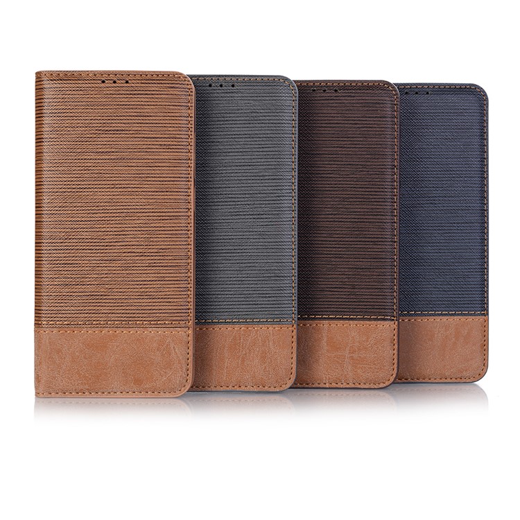 Bi-color Toothpick Texture Leather Wallet Case for Huawei P30 - Black-10