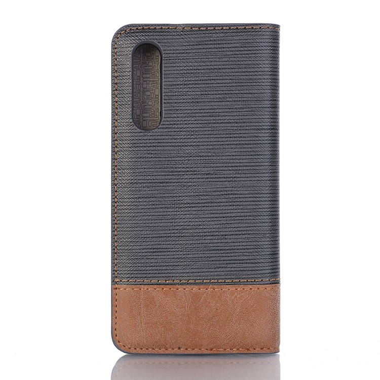 Bi-color Toothpick Texture Leather Wallet Case for Huawei P30 - Black-2