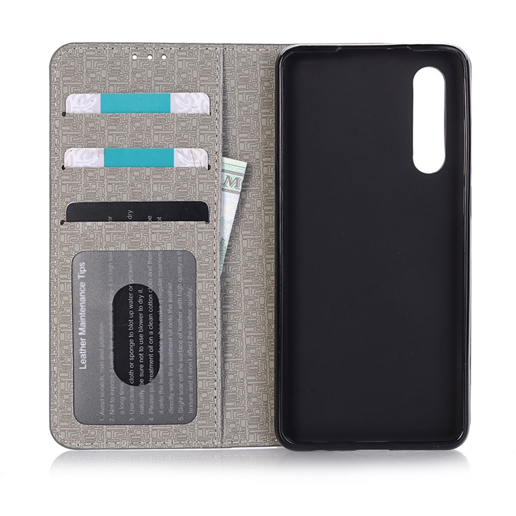 Bi-color Toothpick Texture Leather Wallet Case for Huawei P30 - Black-3