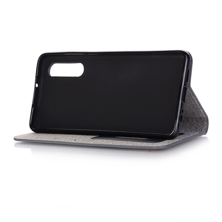 Bi-color Toothpick Texture Leather Wallet Case for Huawei P30 - Black-5