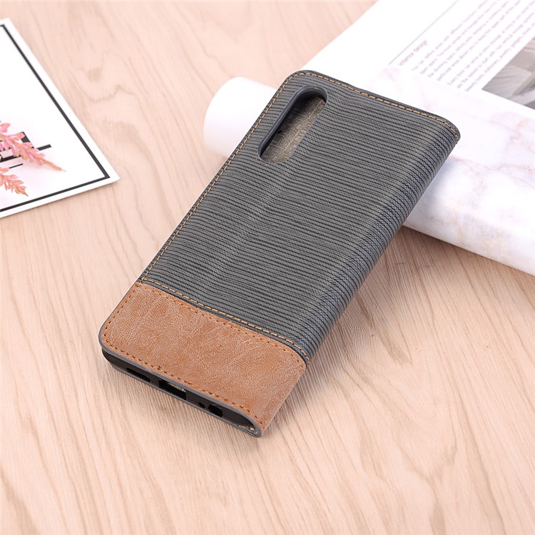 Bi-color Toothpick Texture Leather Wallet Case for Huawei P30 - Black-8