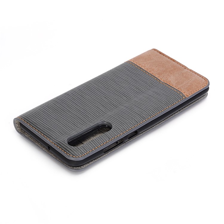 Bi-color Toothpick Texture Leather Wallet Case for Huawei P30 - Black-9