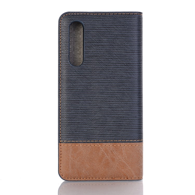 Bi-color Toothpick Texture Leather Wallet Cover for Huawei P30 - Blue-2