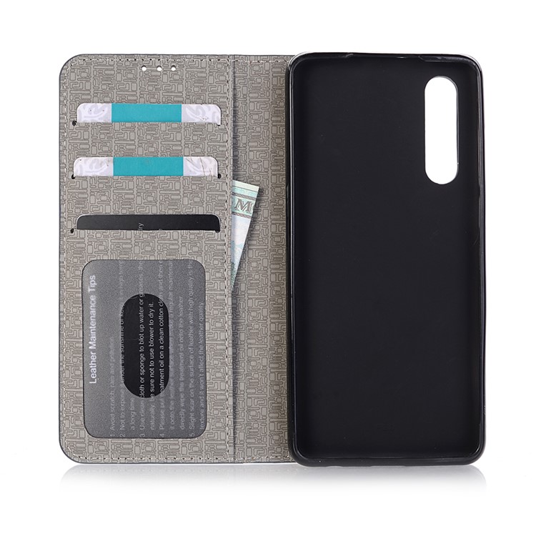 Bi-color Toothpick Texture Leather Wallet Cover for Huawei P30 - Blue-3