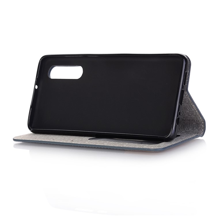 Bi-color Toothpick Texture Leather Wallet Cover for Huawei P30 - Blue-5