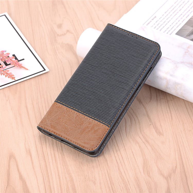 Bi-color Toothpick Texture Leather Wallet Cover for Huawei P30 - Blue-7