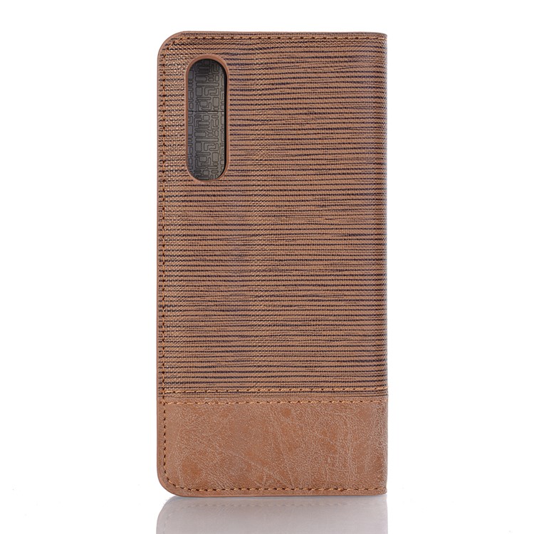 Bi-color Toothpick Texture Leather Wallet Phone Case for Huawei P30 - Brown-2