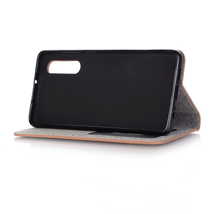 Bi-color Toothpick Texture Leather Wallet Phone Case for Huawei P30 - Brown-5