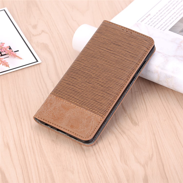 Bi-color Toothpick Texture Leather Wallet Phone Case for Huawei P30 - Brown-7