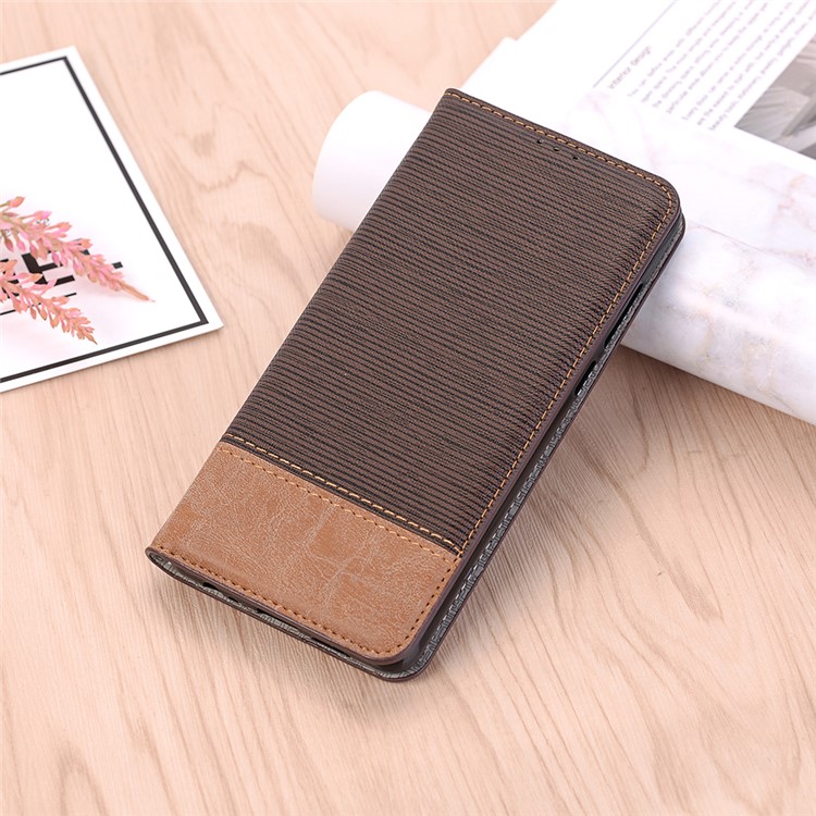 Bi-color Toothpick Texture Leather Wallet Shell Case for Huawei P30 - Coffee-7