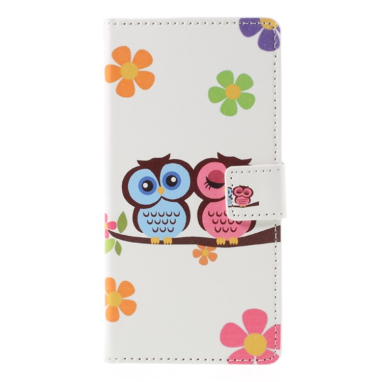 Flip Stand Wallet Leather Case for Huawei P9 Lite - Owl Lovers and Flowers-3