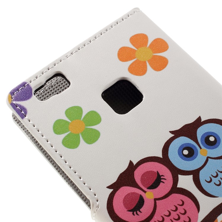 Flip Stand Wallet Leather Case for Huawei P9 Lite - Owl Lovers and Flowers-8