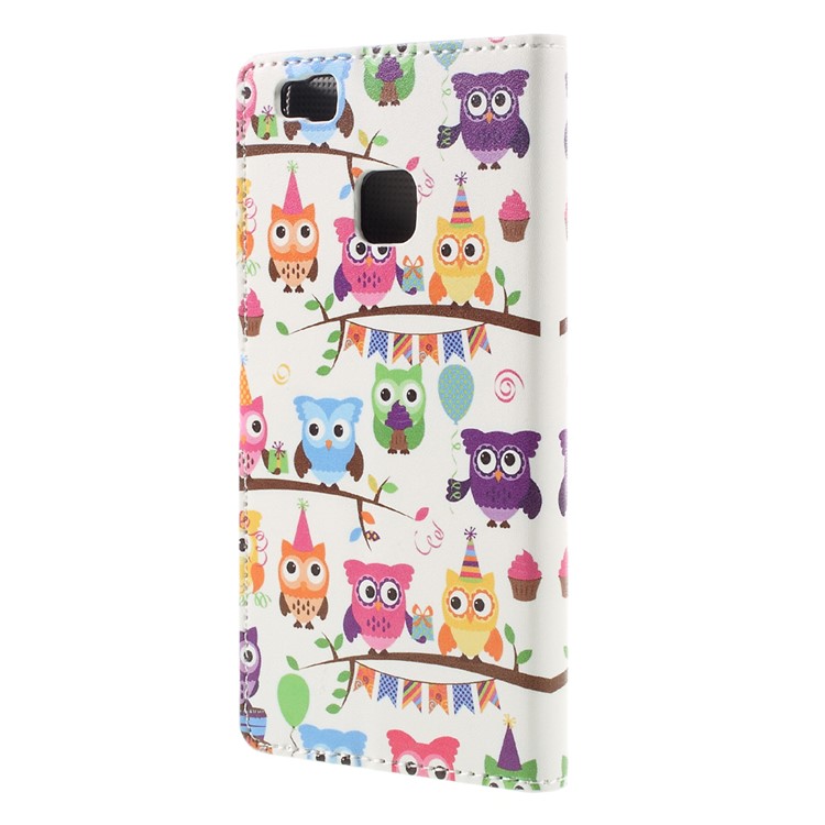 Flip Stand Wallet Leather Cover for Huawei P9 Lite - Lovely Little Owls-2