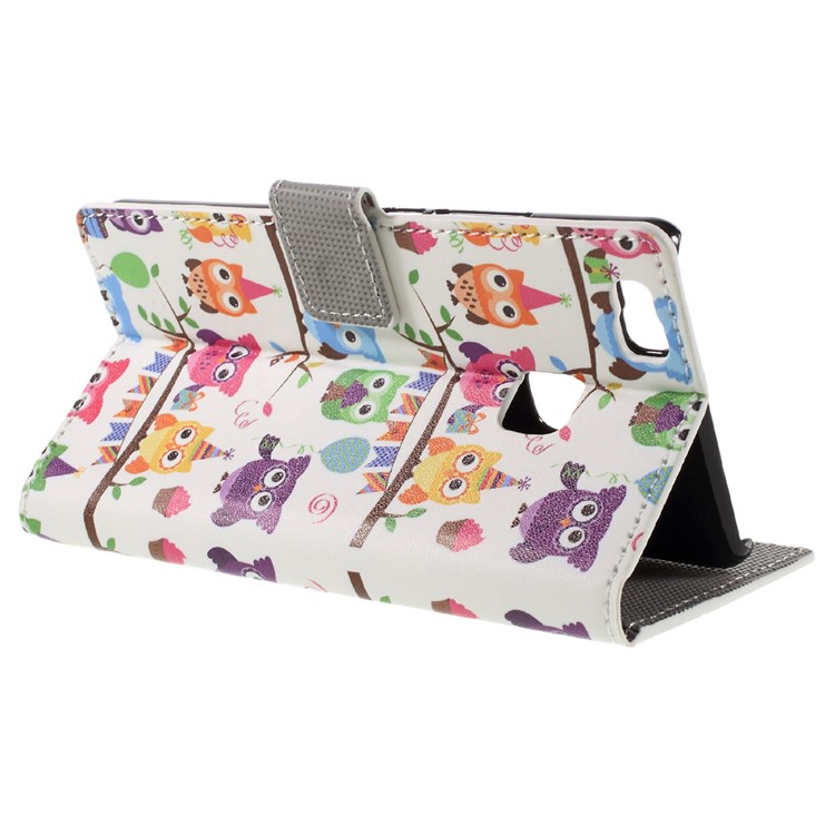 Flip Stand Wallet Leather Cover for Huawei P9 Lite - Lovely Little Owls-5