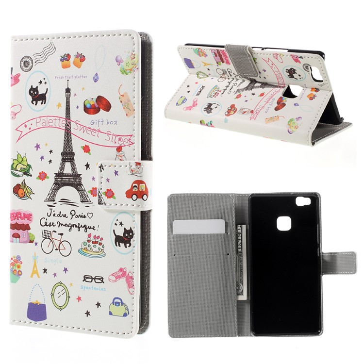 PU Leather Card Holder Case for Huawei P9 Lite - Palettes Sweet Street-1