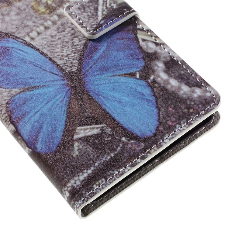 Patterned Leather Wallet Cover for Huawei P9 Lite - Blue Butterfly-7